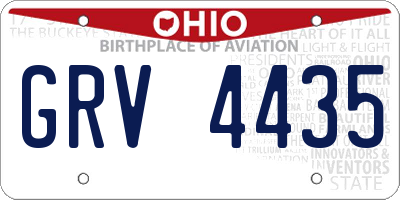 OH license plate GRV4435
