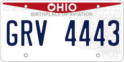OH license plate GRV4443