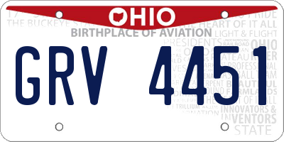 OH license plate GRV4451
