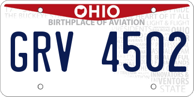 OH license plate GRV4502