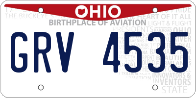 OH license plate GRV4535