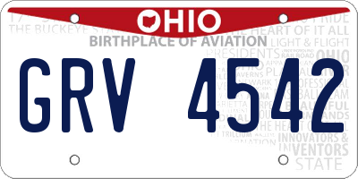 OH license plate GRV4542