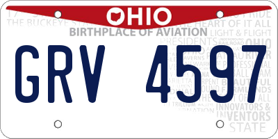 OH license plate GRV4597