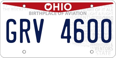 OH license plate GRV4600