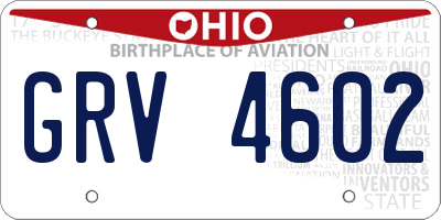 OH license plate GRV4602