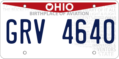 OH license plate GRV4640