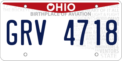 OH license plate GRV4718