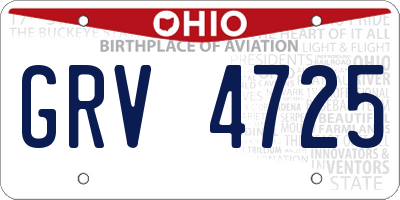 OH license plate GRV4725