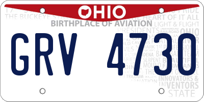 OH license plate GRV4730