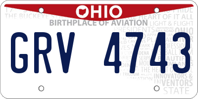 OH license plate GRV4743