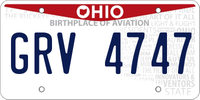 OH license plate GRV4747