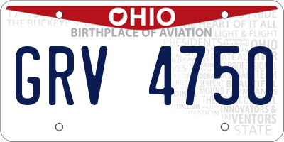 OH license plate GRV4750