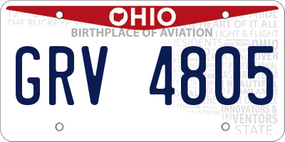 OH license plate GRV4805