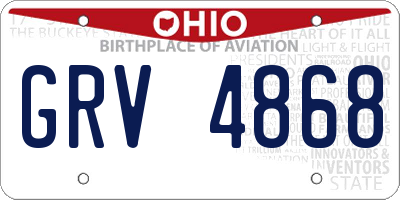 OH license plate GRV4868