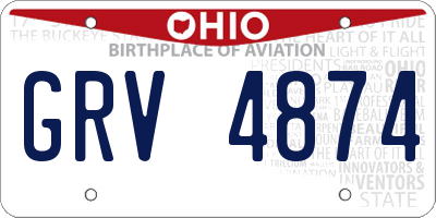 OH license plate GRV4874