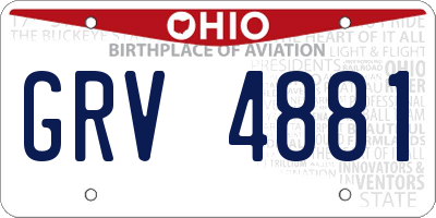 OH license plate GRV4881