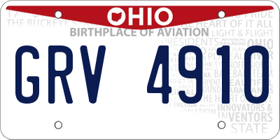 OH license plate GRV4910