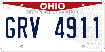 OH license plate GRV4911