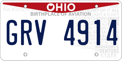 OH license plate GRV4914