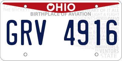 OH license plate GRV4916