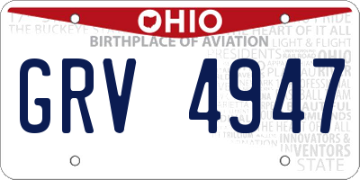 OH license plate GRV4947
