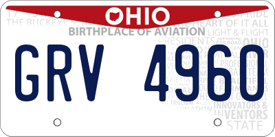 OH license plate GRV4960