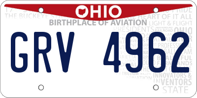 OH license plate GRV4962
