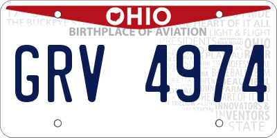 OH license plate GRV4974