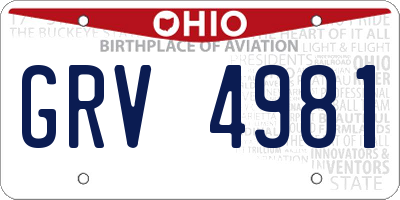 OH license plate GRV4981