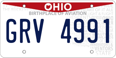 OH license plate GRV4991