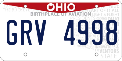 OH license plate GRV4998