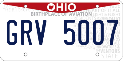 OH license plate GRV5007