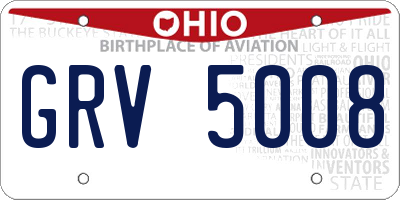 OH license plate GRV5008