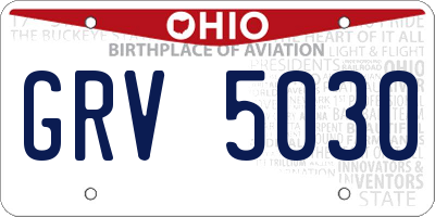 OH license plate GRV5030