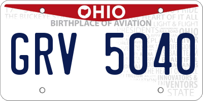 OH license plate GRV5040