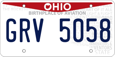 OH license plate GRV5058
