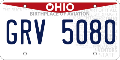 OH license plate GRV5080