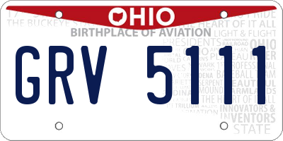 OH license plate GRV5111