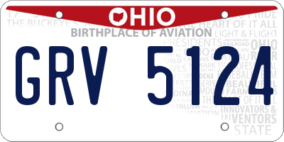 OH license plate GRV5124