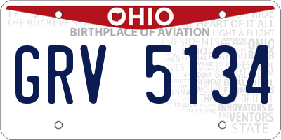 OH license plate GRV5134