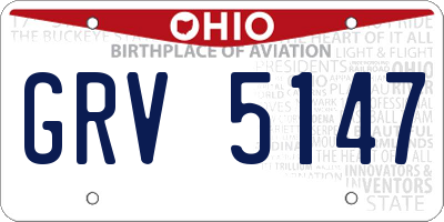 OH license plate GRV5147
