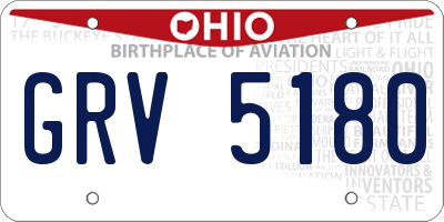 OH license plate GRV5180