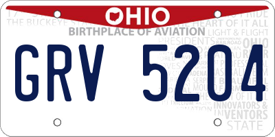 OH license plate GRV5204