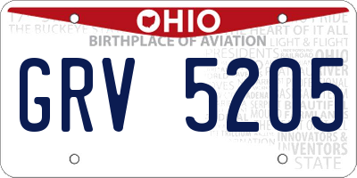 OH license plate GRV5205