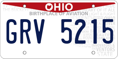 OH license plate GRV5215