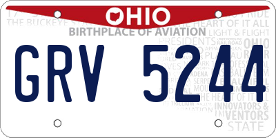 OH license plate GRV5244