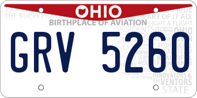 OH license plate GRV5260