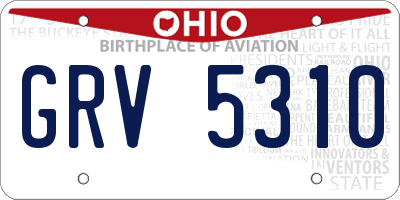 OH license plate GRV5310