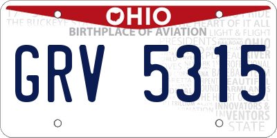 OH license plate GRV5315