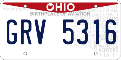 OH license plate GRV5316